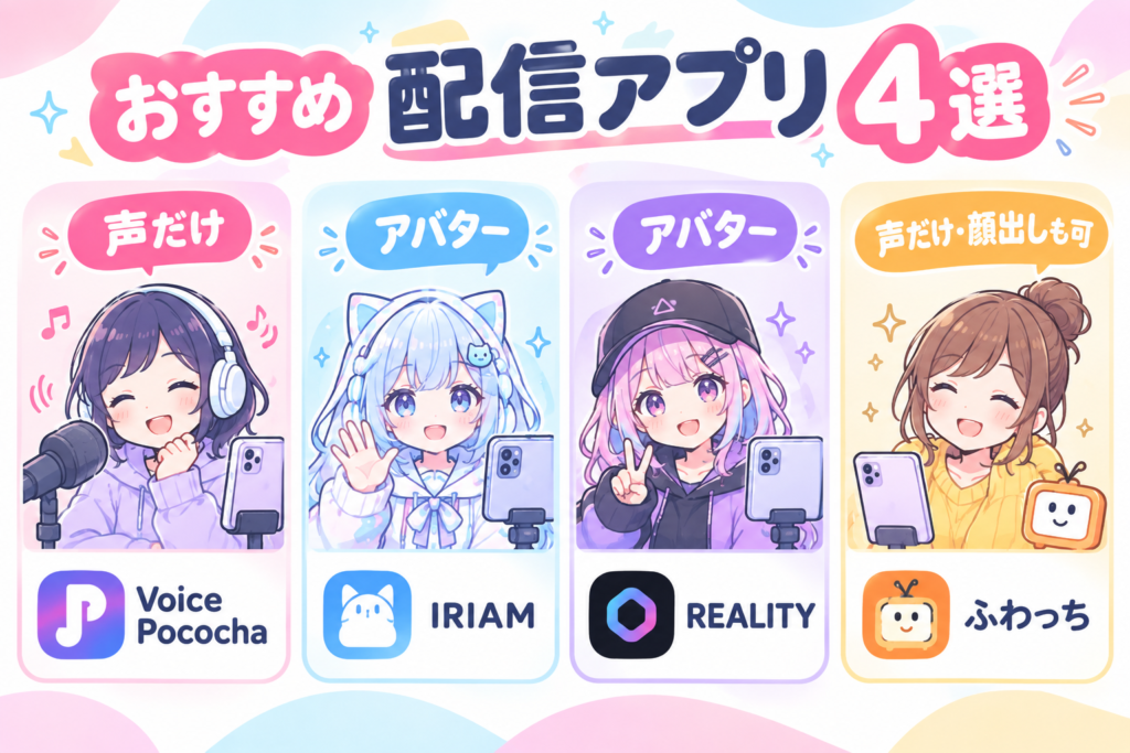 顔出しなしで始めやすい配信アプリ4選